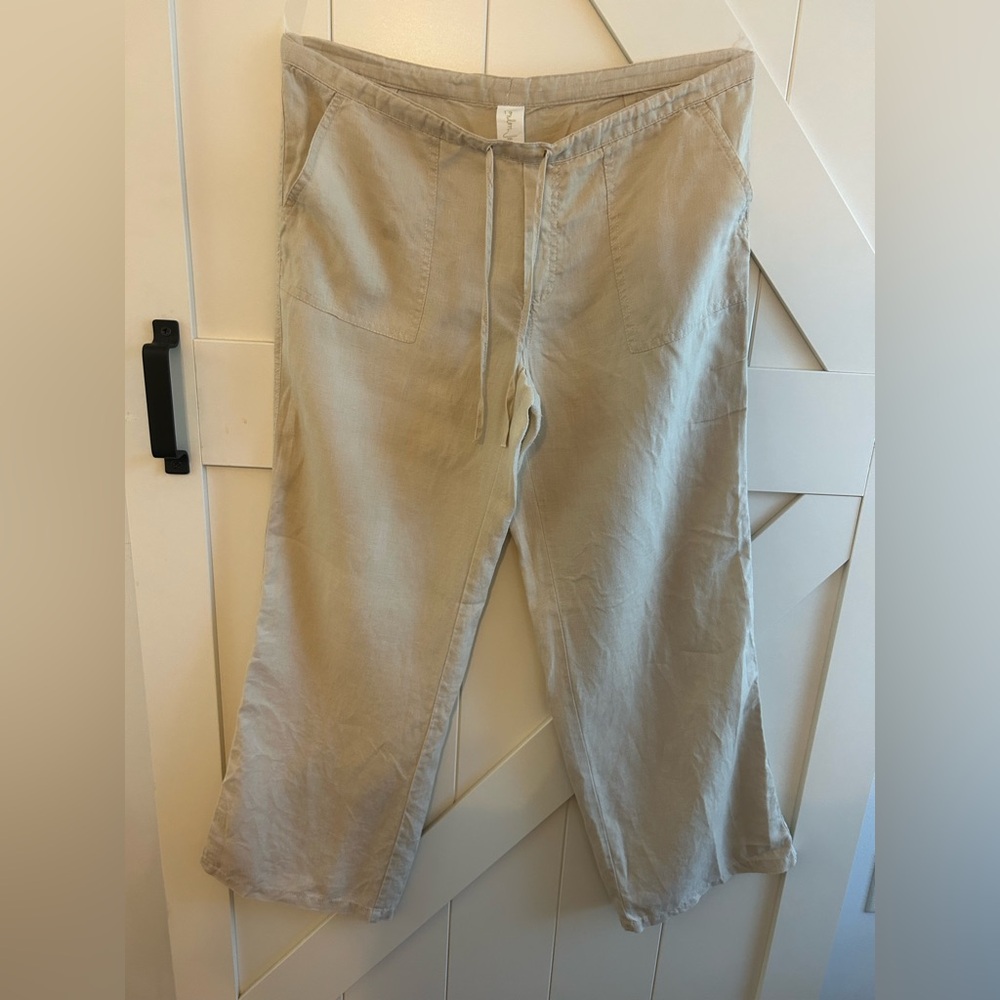 100% linen London Jeans slow fashion flax drawstring pants size medium women’s